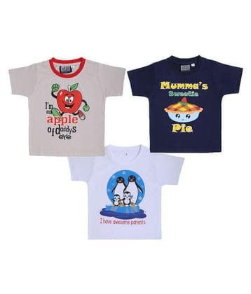 NEO GARMENTS Kids Boys & Girls Cotton T-shirt Combo|MUMMAS SWEETIE PIE (NAVY BLUE), APPLE OF DADDYS EYE (CEMENT) & AWESOME PARENTS (WHITE)|PACK OF 3|(1 Years to 7 Years)| - None