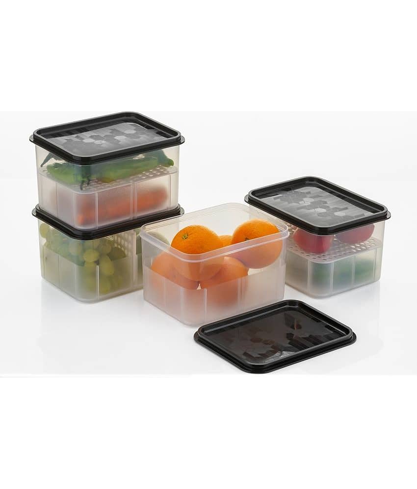 iview kitchenware Fruit AND Vegetable Plastic Black Food Container ( Set of 4 )