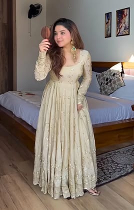 Anarkali Crunchy Silk Embroidery Gown Dupatta Set Anarkali Crunchy Silk Embroidery Gown Dupatta Set