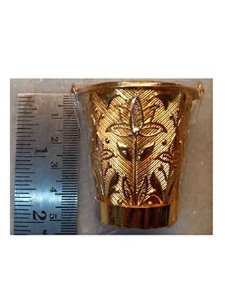 VARNI CREATION Holi Special Ladoo Gopal PICHAKARI(Length : Approx 10cm) with Small Container(Length : Approx 4.5cm) - Golden Color with 1 Free Diamond Specs