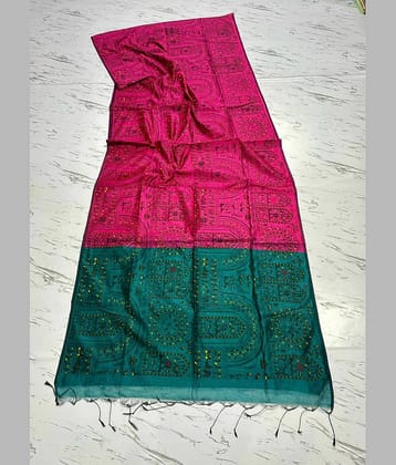 SARADA HANDLOOM Cotton Printed Saree With Unstitched Blouse Piece ( Pink )