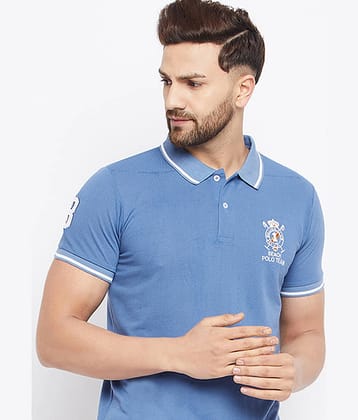 The Million Club Pack of 1 Cotton Blend Regular Fit Solid Half Sleeves Men's Polo T Shirt ( Blue )