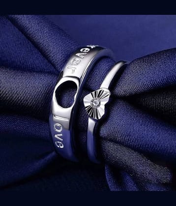 Thrillz Silver Couple Ring ( Pack of 2 )