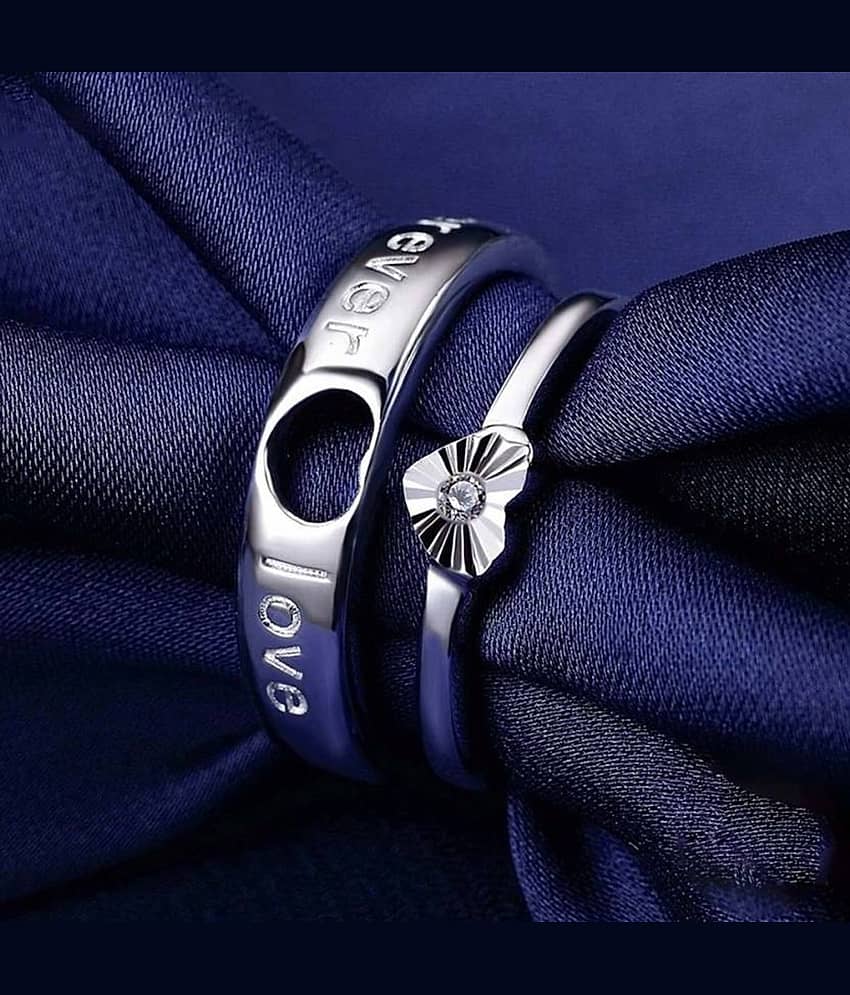 Thrillz Silver Couple Ring ( Pack of 2 )