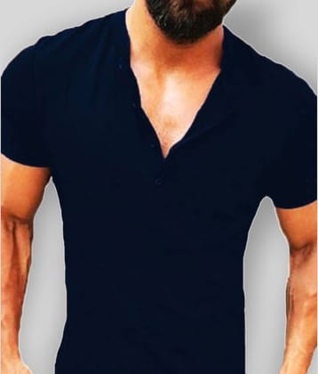 Leotude Pack of 1 Cotton Blend Regular Fit Men's T-Shirt ( Navy Blue )