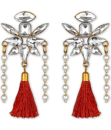 Spargz Fashionable Gold Plated Synthetic Stone Tassel Earring For Women