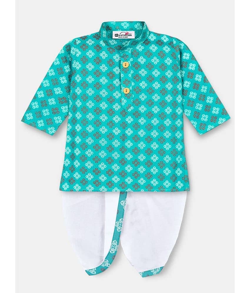 mustmom Rice Ceremony Full Sleeve Cotton Ethnic Dress Kids Lungi Dhoti Kurta Set for Boy