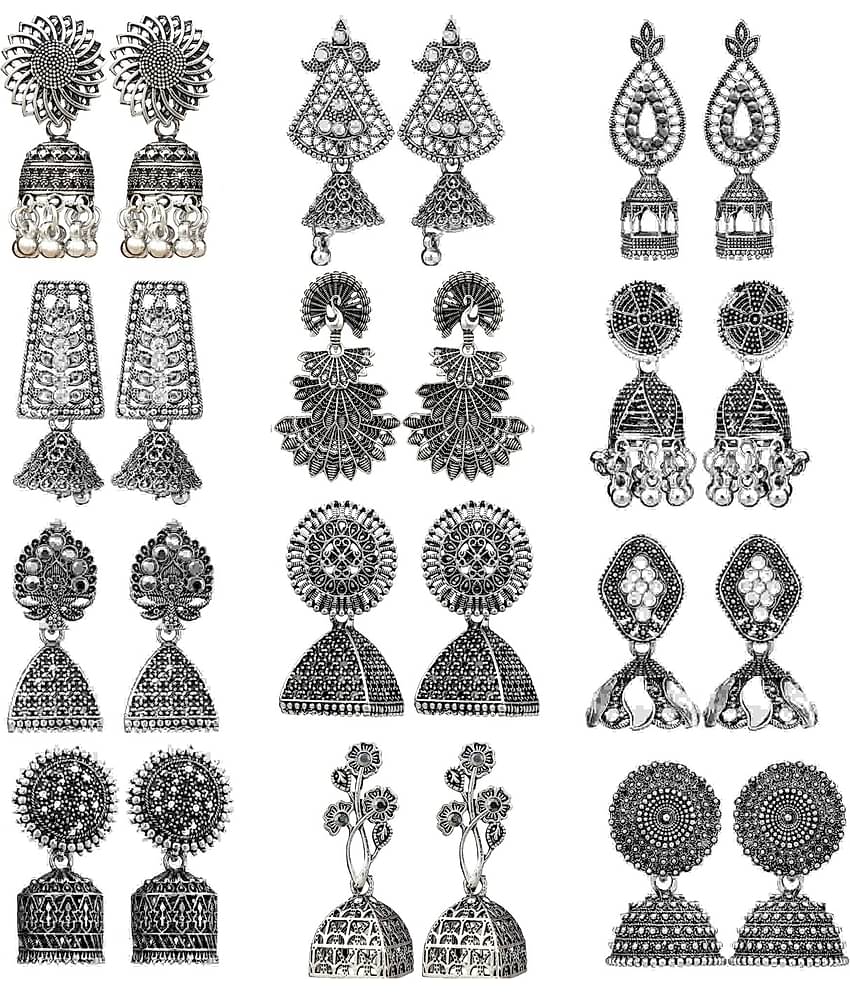 FASHION FRILL Silver Jhumki Earrings ( More Than 10 )