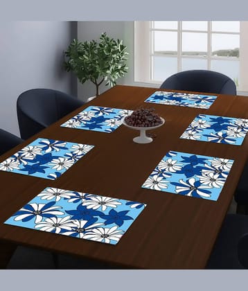PVC Floral Rectangle Table Mats (44 cm x 29 cm) Pack of 6 - Green