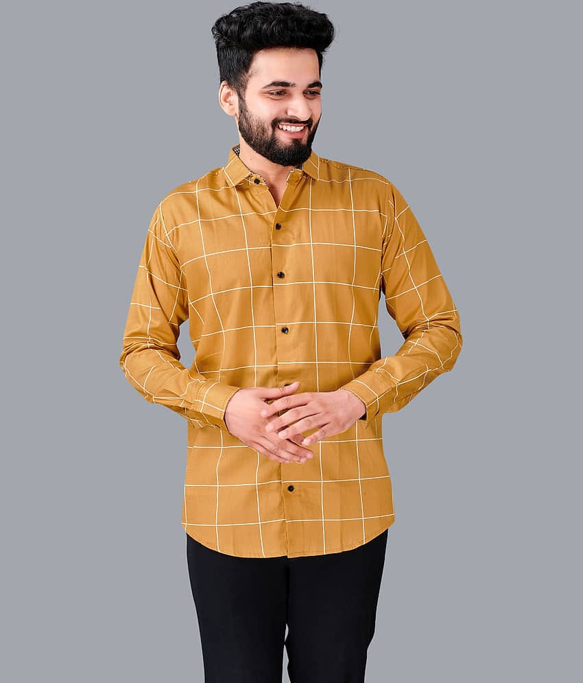 VTEXX Cotton Blend Regular Fit Checks Full Sleeves Men's Casual Shirt - Brown ( Pack of 1 )