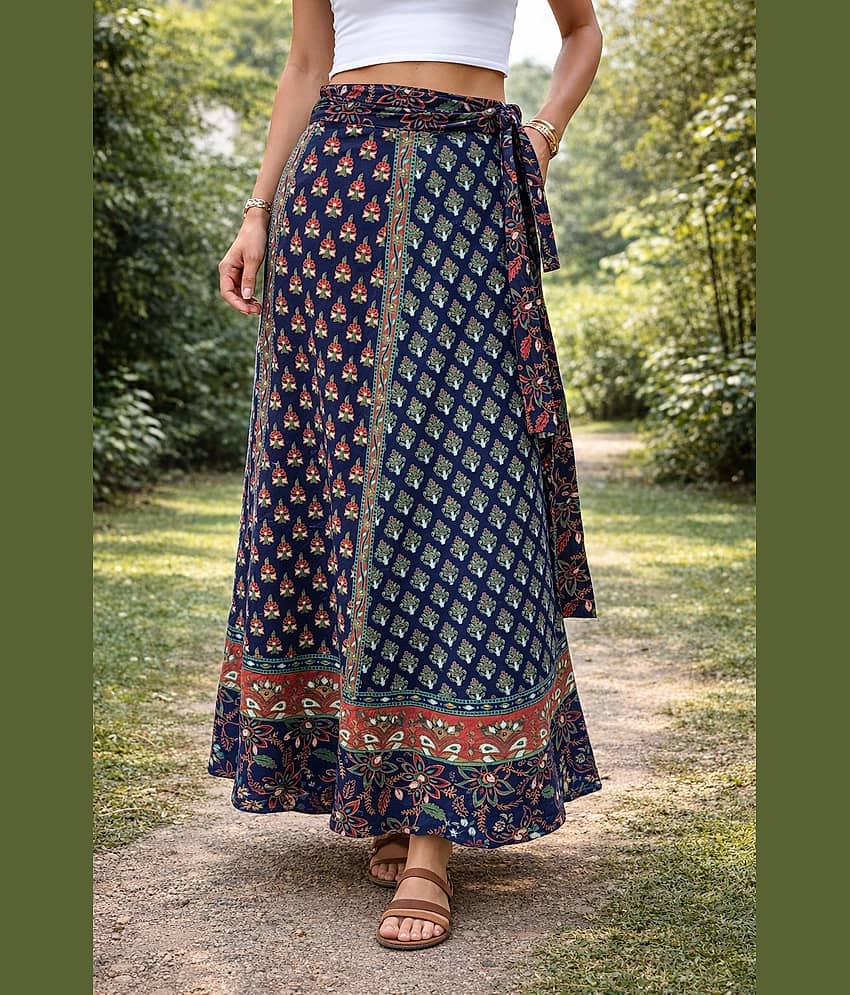 FrioNakdny Blue Cotton Women's Wrap Skirt ( Pack of 1 )