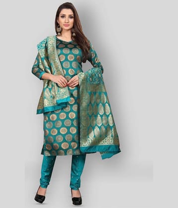 Anand Green Jacquard Unstitched Dress Material