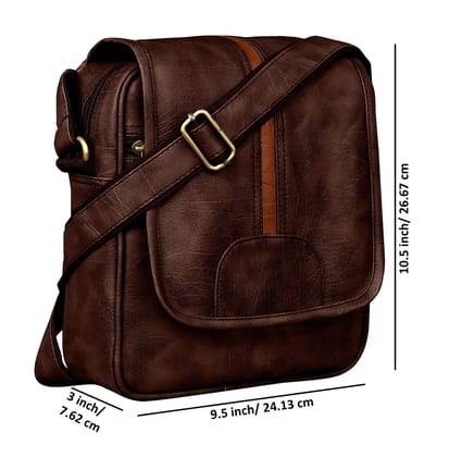 Brown Stylish Faux Leather Cross Body Sling Bag For Men SL02 Brown Stylish Faux Leather Cross Body Sling Bag For Men SL02