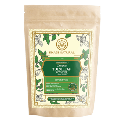 Khadi Natural Organic Tulsi Leaf Powder For Hair Care - 100% Natural - 100gm Khadi Natural Organic Tulsi Leaf Powder For Hair Care - 100% Natural - 100gm