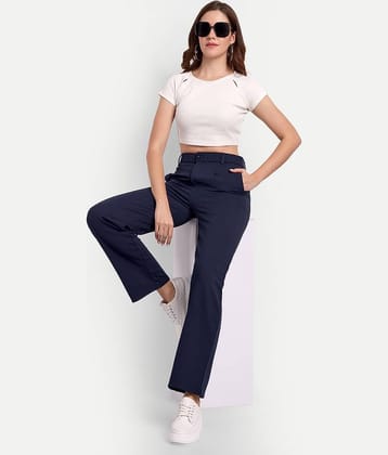 Broadstar Pack of 1 Polyester Straight Women's Casual Pants ( Navy )