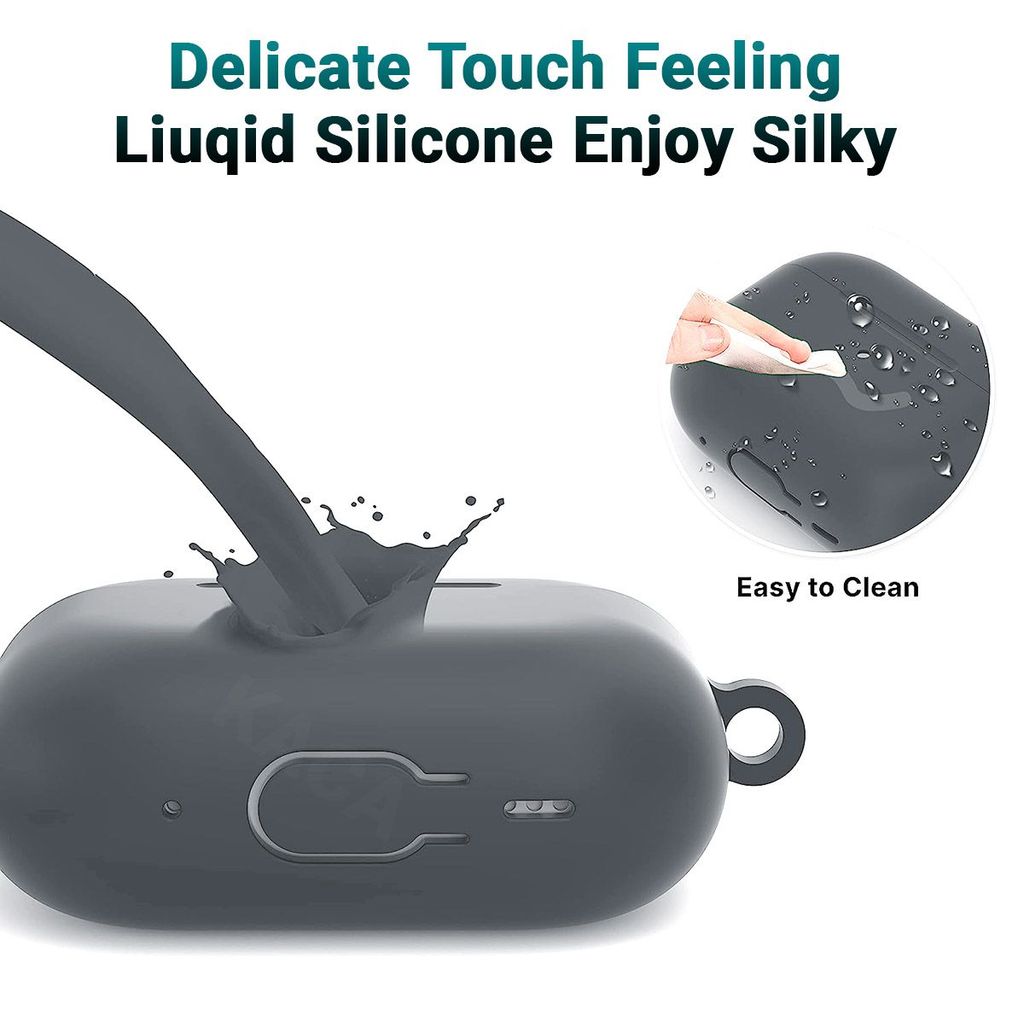 LIRAMARK Silicone Soft Case Cover with Buckle for Airpods Pro 2 Case (2023/2022), AirPods Pro 2nd Generation Cover (Grey)