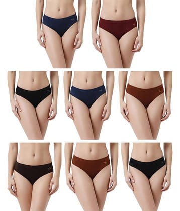 Rupa Jon Multicolor Cotton Solid Women's Briefs ( Pack of 8 )