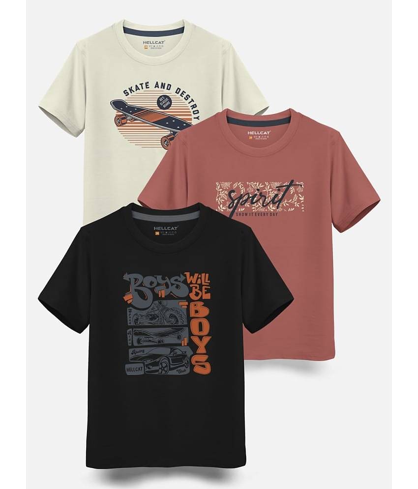 HELLCAT Pack of 1 Boys Cotton Blend T-Shirt ( Multi Color )