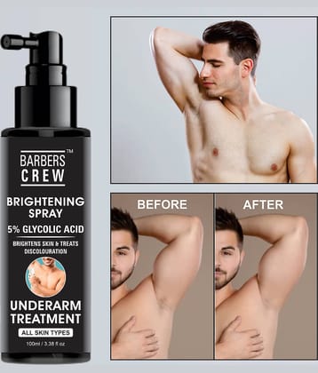 Barbers Crew 5% Glycolic Acid Underarm Brightening Treatment Spray Toner For Face & Body| Men (100 ml)