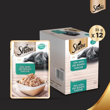 Sheba Rich Premium Fish with Dry Bonito Adult (1 + Years) Wet Cat Food (35gx12) Sheba Rich Premium Fish with Dry Bonito Adult (1 + Years) Wet Cat Food (35gx12)