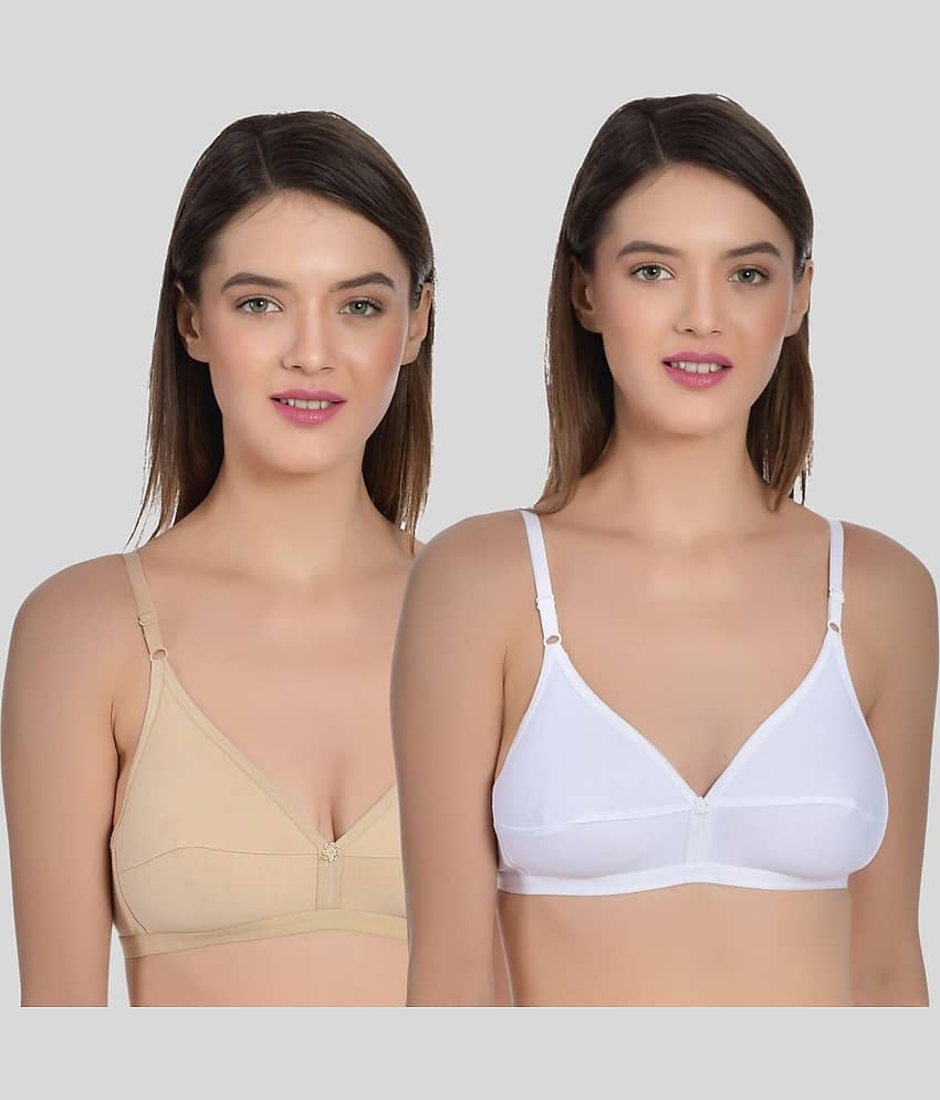 AIMLY Pack of 2 Cotton Non Padded Women's T-Shirt Bra ( Black )