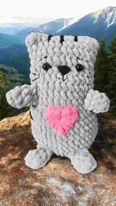 Grey Kitten Chenille Crochet Toy