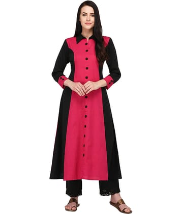 Pistaa Pink Cotton A-line Kurti
