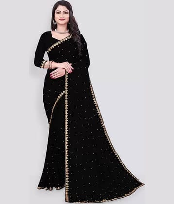 Vkaran Lycra Embellished Regular Saree With Unstitched Blouse Piece ( Purple )