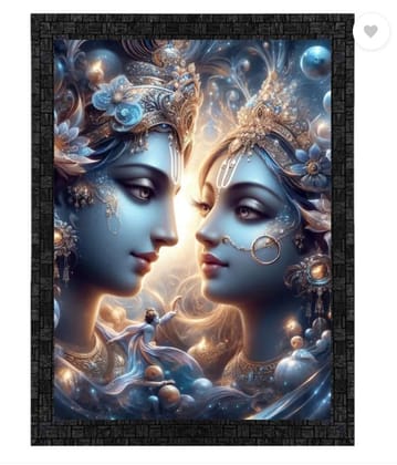 Shri veer balaji enterprises Radha Krishna Divine Art Watercolor 18 inch x 12 inch Painting  (With Frame)