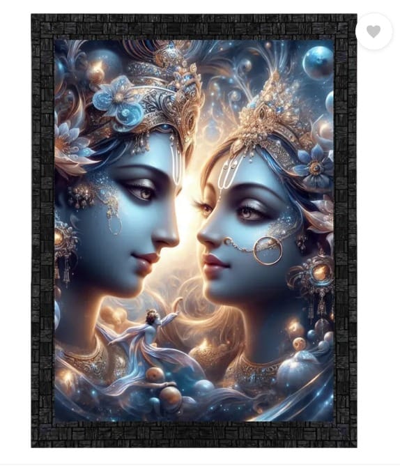 Shri veer balaji enterprises Radha Krishna Divine Art Watercolor 18 inch x 12 inch Painting (With Frame)