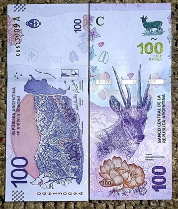 SUPER ANTIQUES GALLERY - ARGENTINA 100 PESOS NOTE TOP GRADE 1 Paper currency & Bank notes