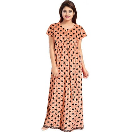 Women's Cotton Printed Maxi Nighty Size 2XL (Peach)