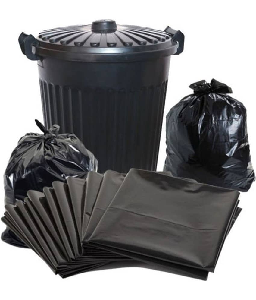 C I- 120 pcs Oxo- Biodegradable Medium Garbage Bags - 4 packs of 30 Pcs - 120 pcs - 19X21 Black Medium Disposable Garbage Trash Waste