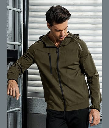 Eyebogler Polyester Regular Fit Solid Full Sleeves Men's Hooded T-Shirt - Green ( Pack of 1 )