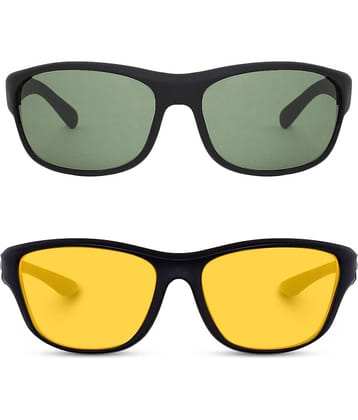 Kanny Devis - Black Rectangular Sunglasses ( Pack of 2 )