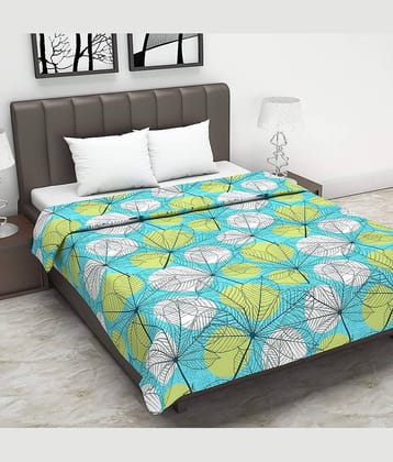 DIVINE CASA Double Cotton Green Floral Dohar