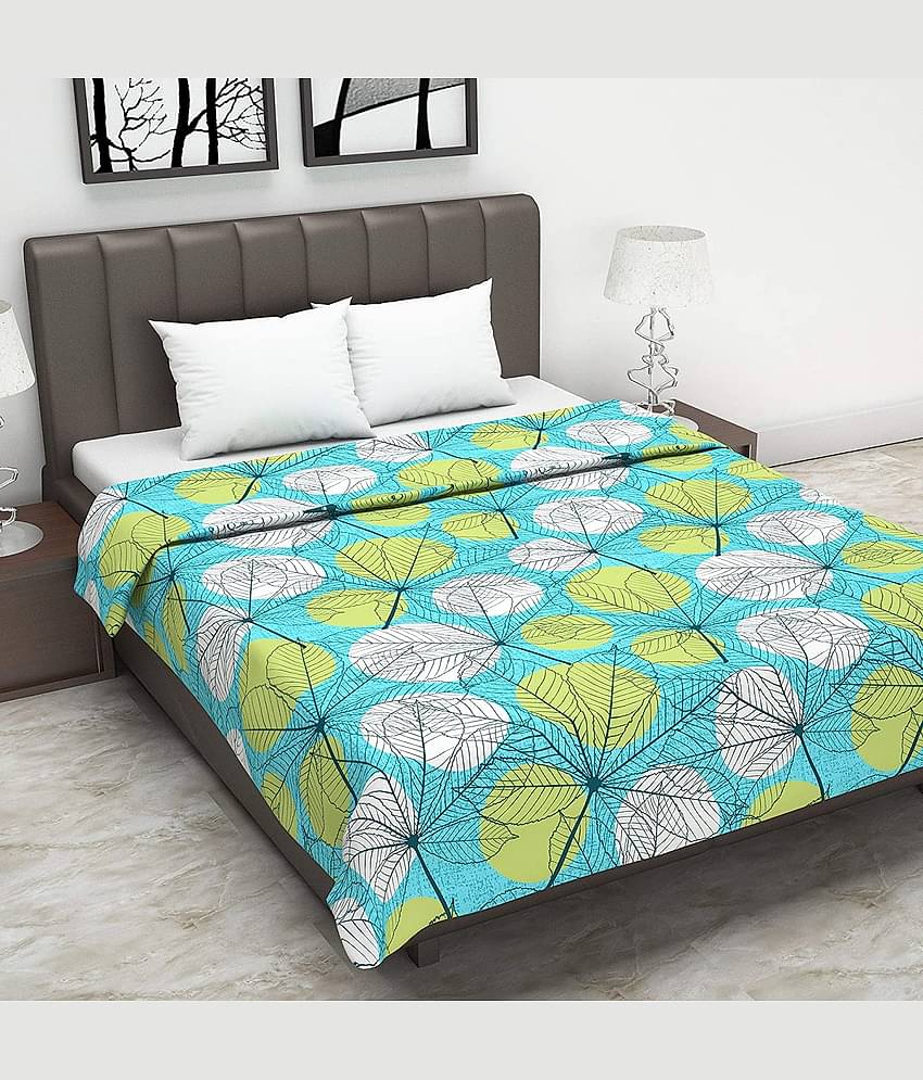 DIVINE CASA Double Cotton Green Floral Dohar