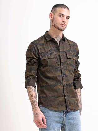 Tactical Earth Brown Camo Shirt-S / Army Green