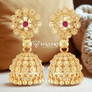 Vivastri Top Trending Alloy Gold Plated Jhumki Earrings for Women & Girls [VIVA2331ERG]