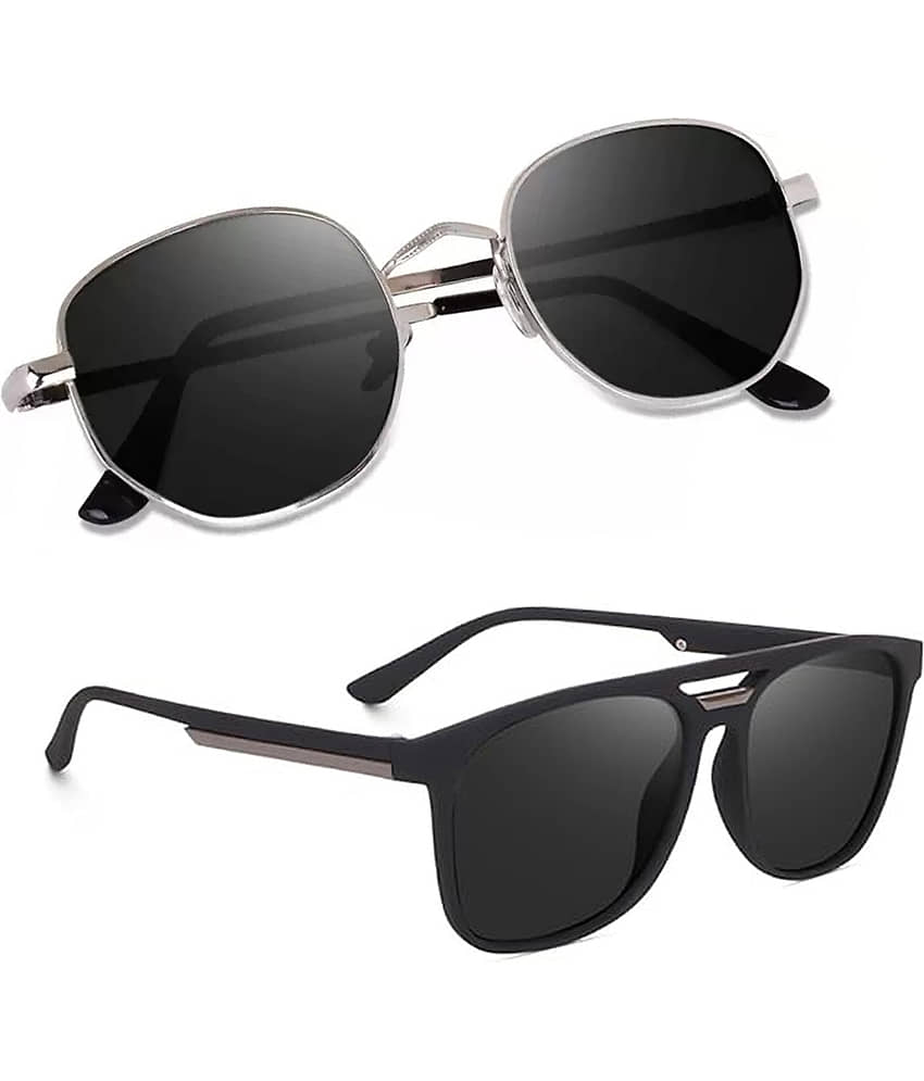 Elligator Silver Panto Sunglasses ( Pack of 2 )