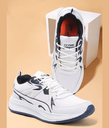 Clymb White Men's Sports Running Shoes