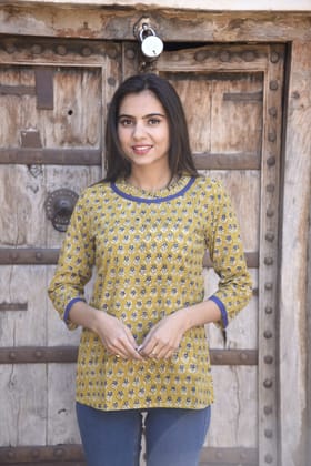 JAIPUR HANDBLOCK PRINT New collection of cotton hand printed short kurti 46