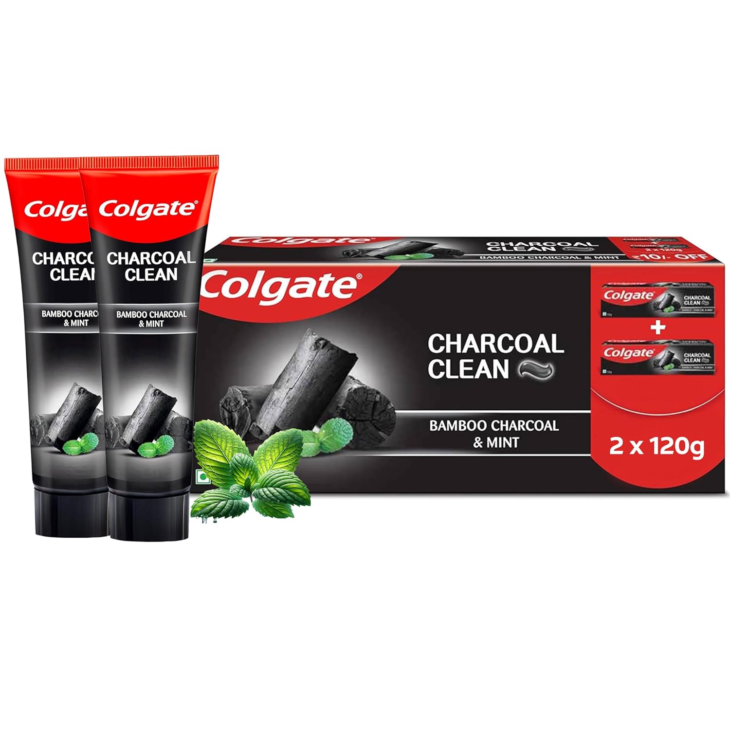 Colgate Charcoal Clean Gel Toothpaste - Bamboo Charcoal & Mint, 240 g (2 x 120 g)