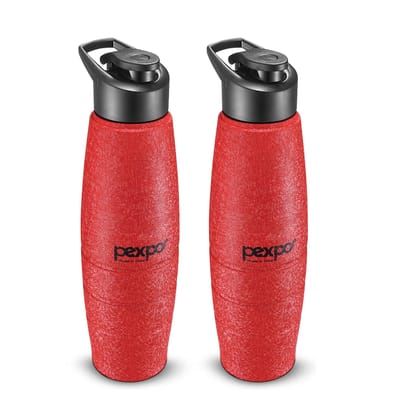 PEXPO Stainless Steel Sports/Fridge Water Bottle, 1L, Pack Of 2, Red, Duro | Eco-Friendly Water Bottle With Sipper Cap