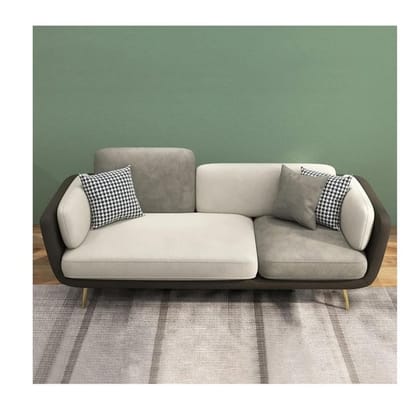 Aurora Gray 3-Seater Sofa with Gold Accents
