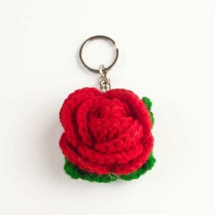 Handmade Crochet Rose Keychain