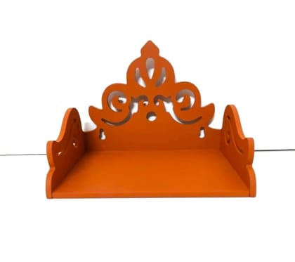 Decorative Brown Arched Lattice Design wooden ganpati makar with intricate carving, 15 cm