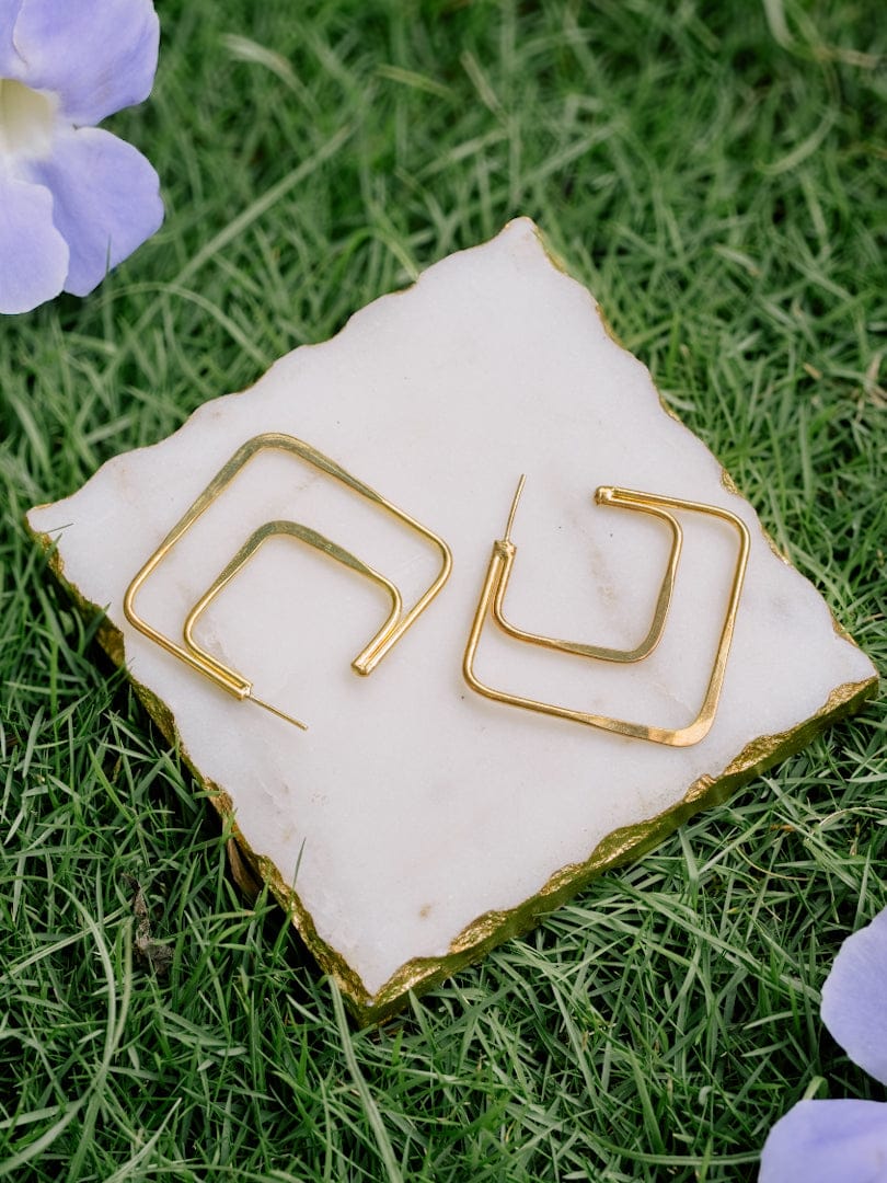 Quad Square Brass Earring (Anti Tarnish)