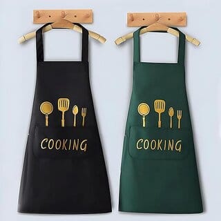Waterproof Oil Proof Kitchen Cooking Aprons With Centre Pockets For Women  Men (Pack of 1)