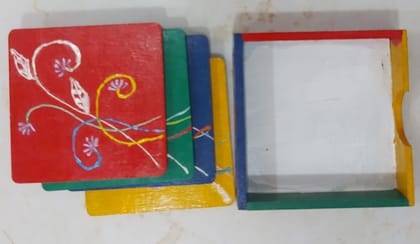Kalakrishta Handpainted Solid Abstract Coaster Set of 4